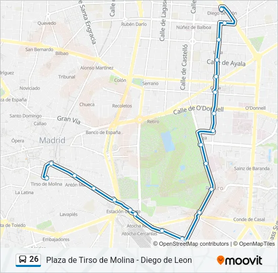26 bus Mapa de línia