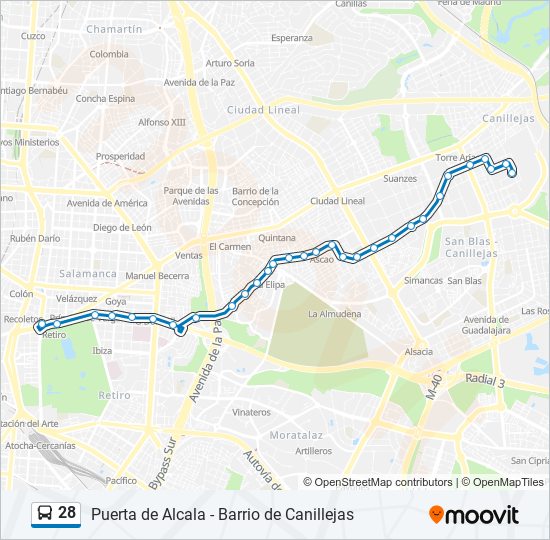 Mapa de 28 de autobús