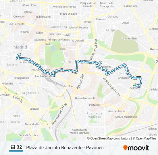 32 bus Mapa de línia