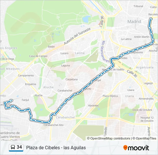 34 Bus Line Map