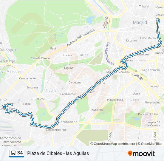 34 bus Mapa de línia