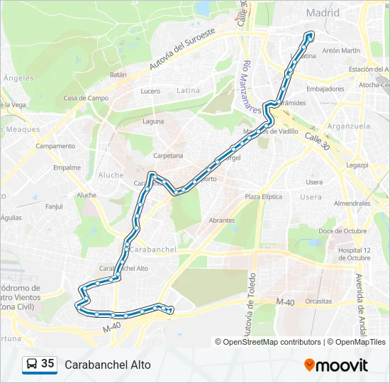 35 Bus Line Map
