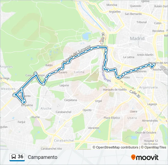 36 Bus Line Map