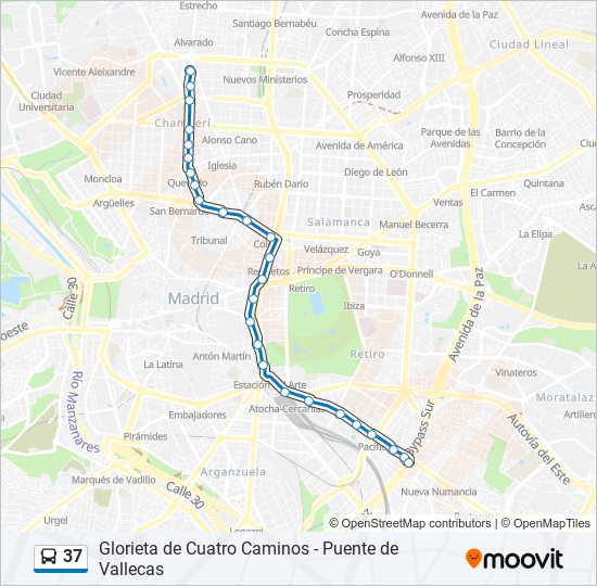 37 bus Mapa de línia