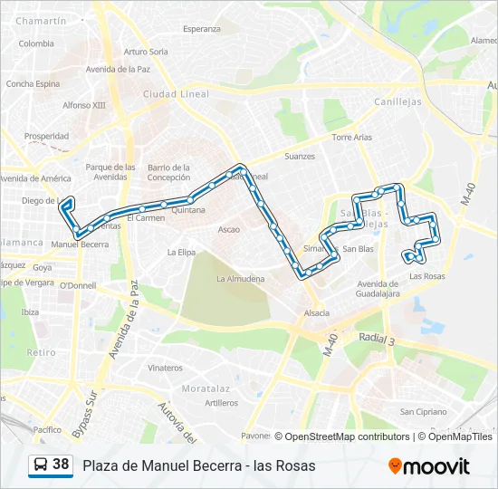 38 Bus Line Map