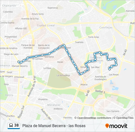 38 Bus Line Map
