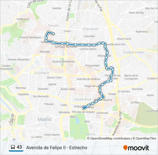 43 Bus Line Map