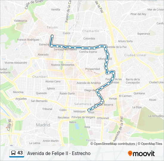43 Bus Line Map