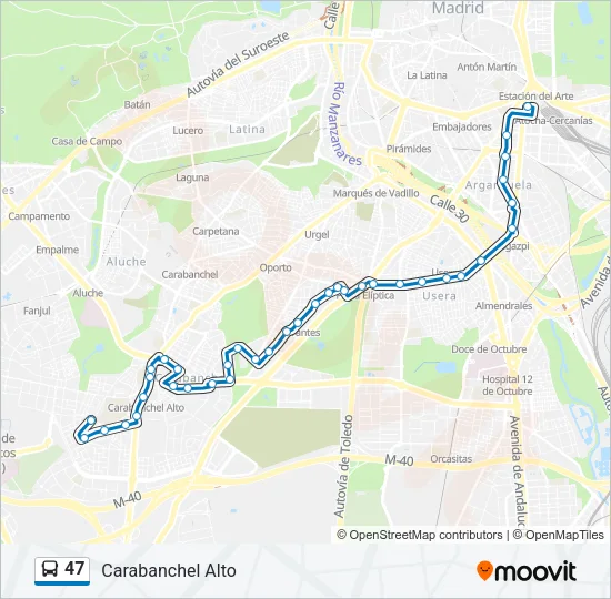 47 bus Mapa de línia