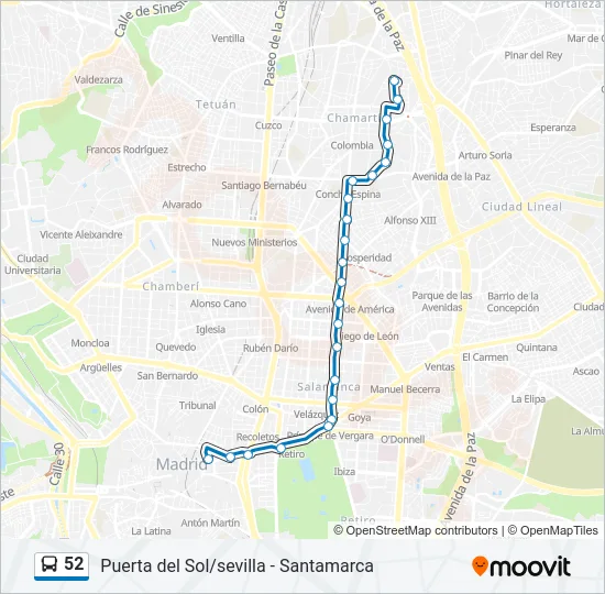 52 Bus Line Map