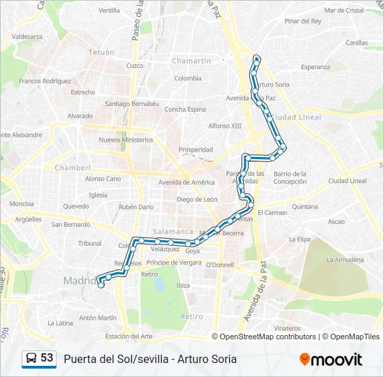 53 Bus Line Map