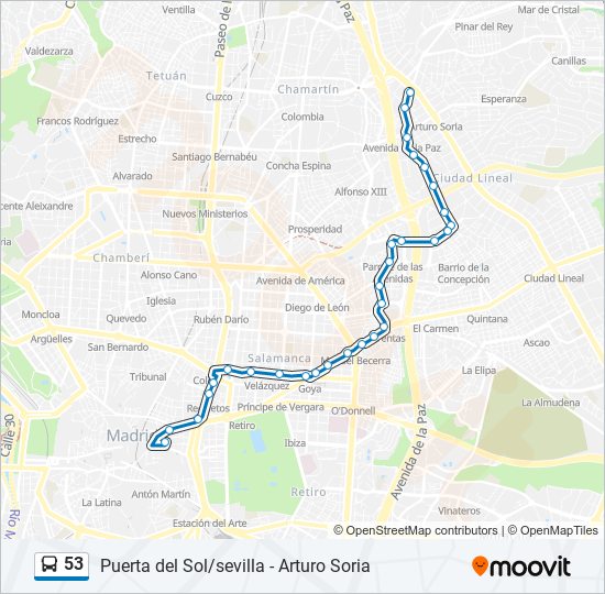 53 bus Mapa de línia