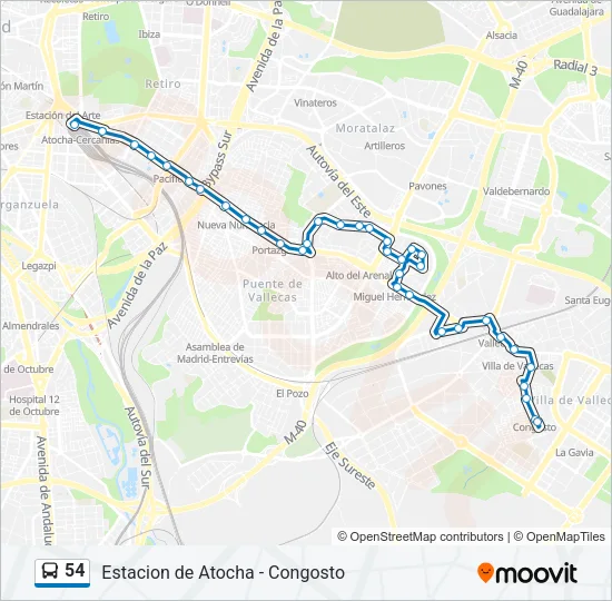 54 Bus Line Map