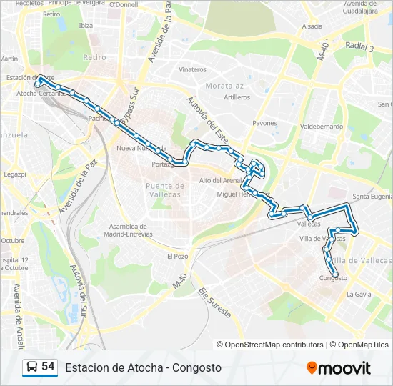 54 Bus Line Map