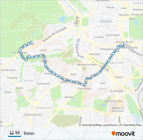 55 Bus Line Map