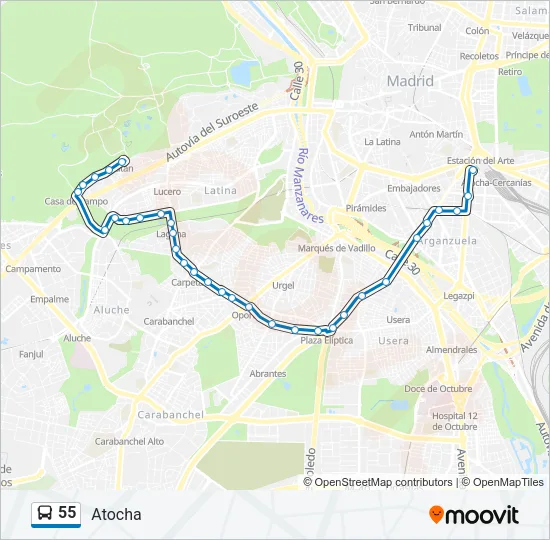 55 Bus Line Map