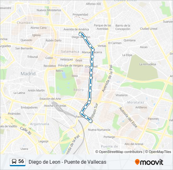 Mapa de 56 de autobús