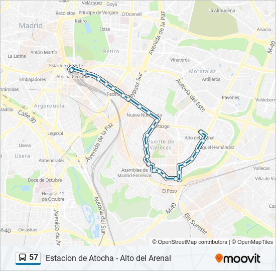 Mapa de 57 de autobús