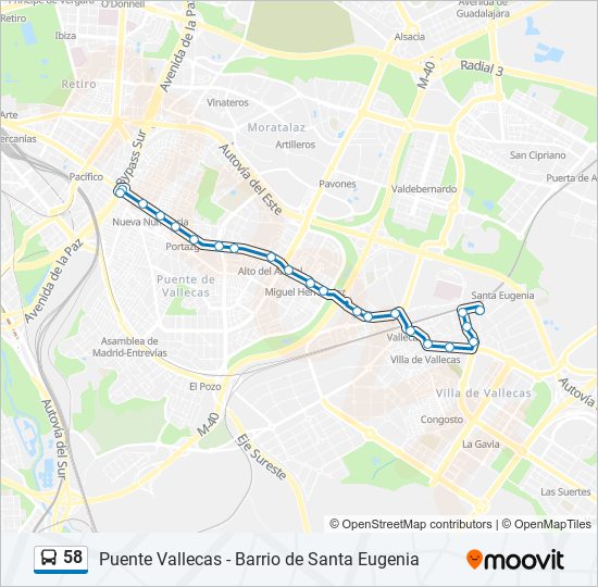 Mapa de 58 de autobús