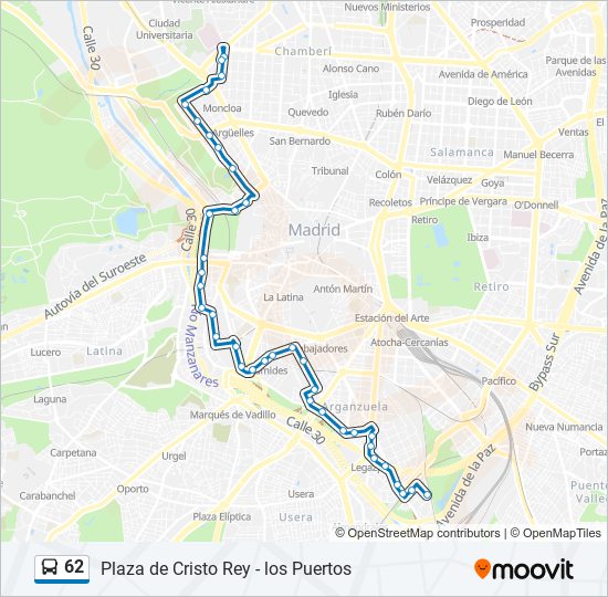 Mapa de 62 de autobús