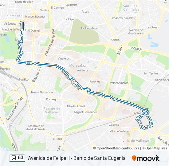 Mapa de 63 de autobús