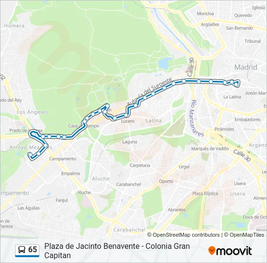 65 Bus Line Map
