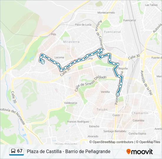 67 Bus Line Map