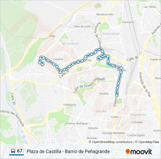 67 bus Mapa de línia