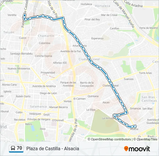 70 Bus Line Map