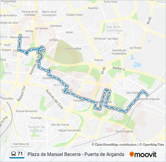 71 Bus Line Map