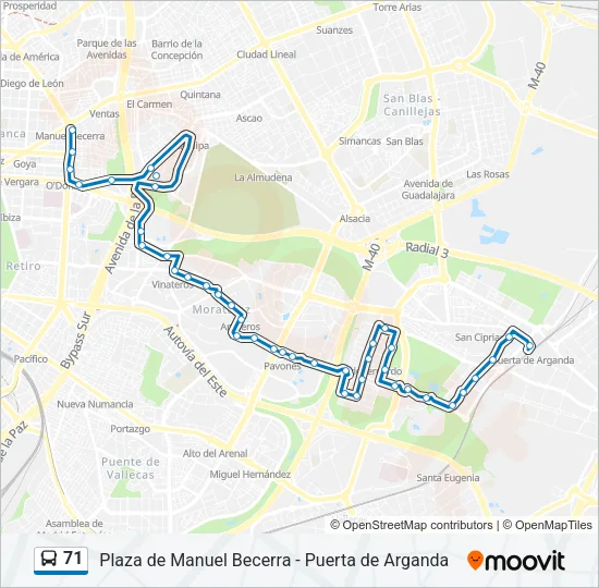 71 Bus Line Map