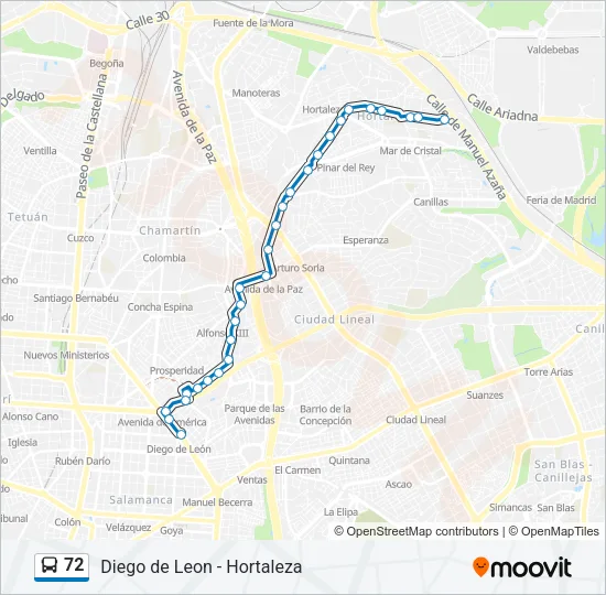 72 Bus Line Map