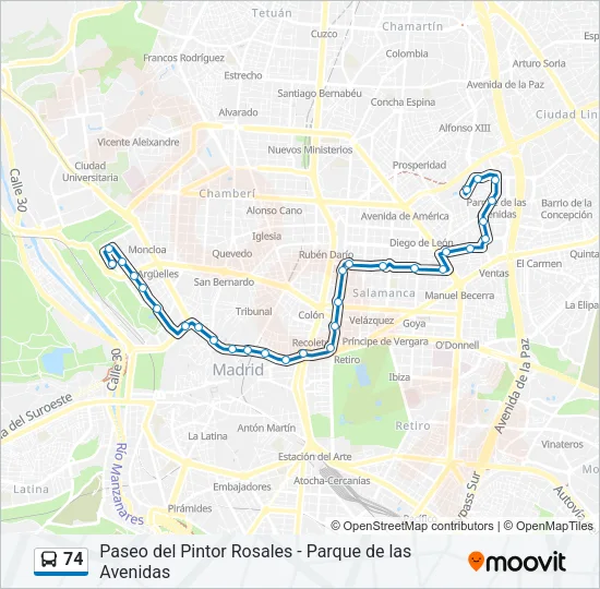 74 Bus Line Map