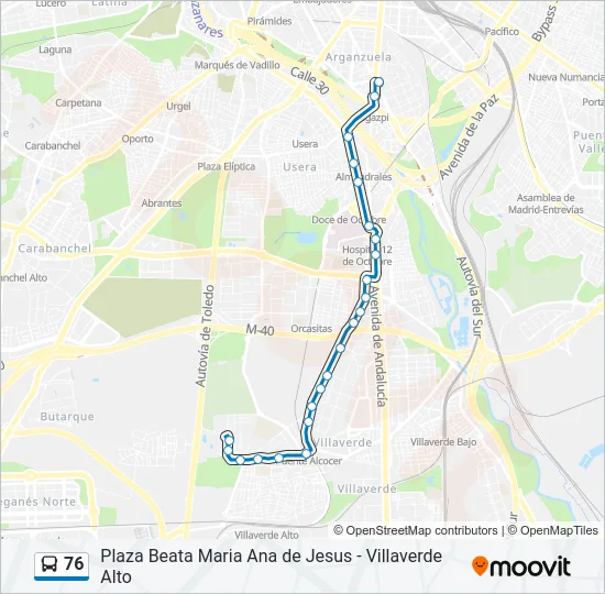 76 Bus Line Map
