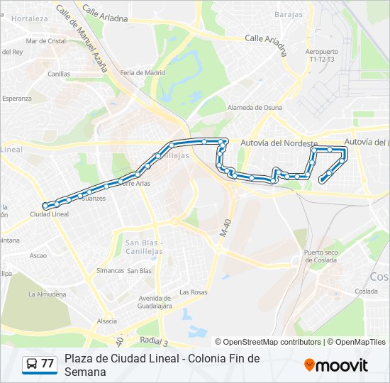 Mapa de 77 de autobús