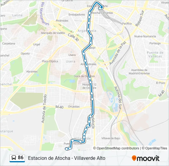 86 Bus Line Map
