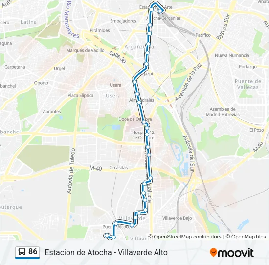 86 Bus Line Map