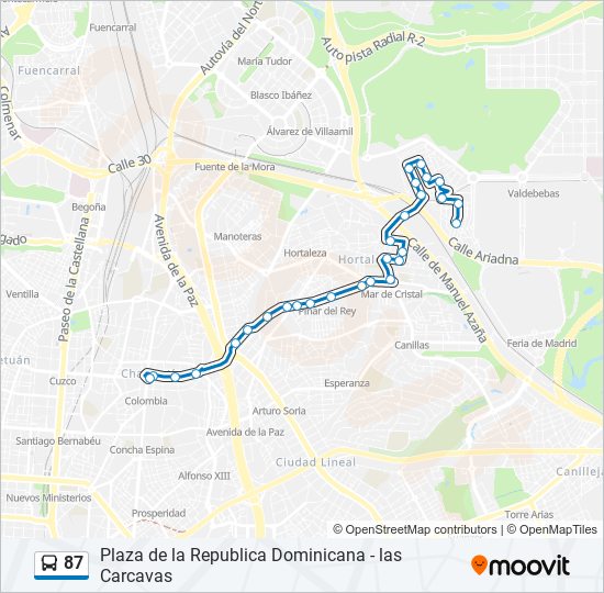 87 bus Mapa de línia