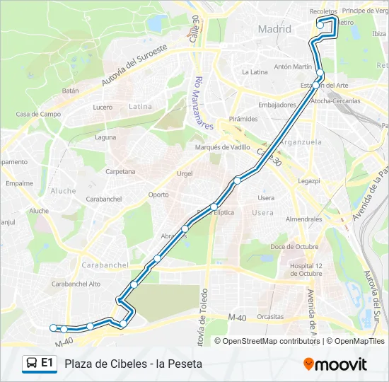 E1 Bus Line Map