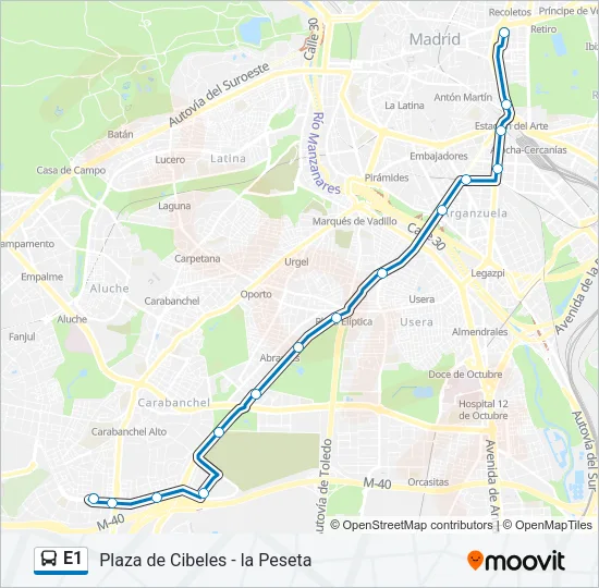 E1 Bus Line Map