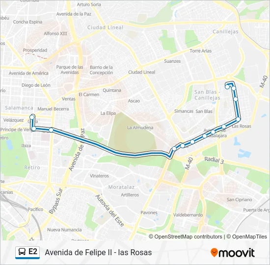 E2 Bus Line Map