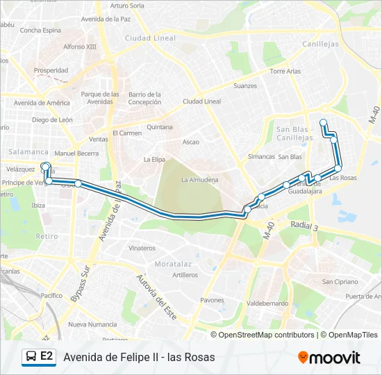 E2 Bus Line Map