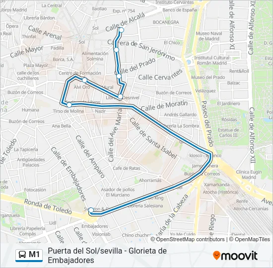 M1 Bus Line Map