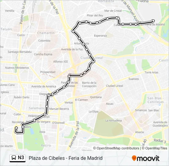 N3 Bus Line Map