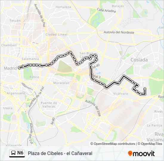 N6 Bus Line Map