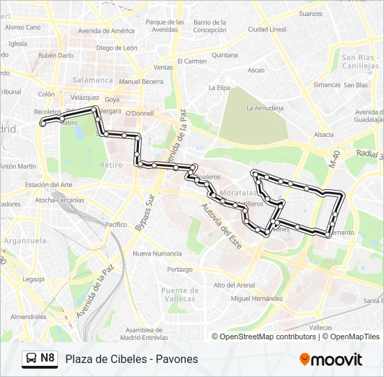 N8 Bus Line Map