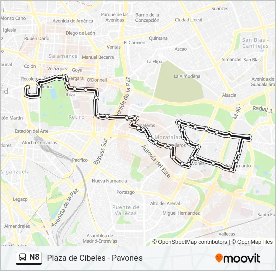 N8 Bus Line Map