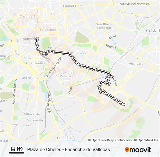 N9 Bus Line Map