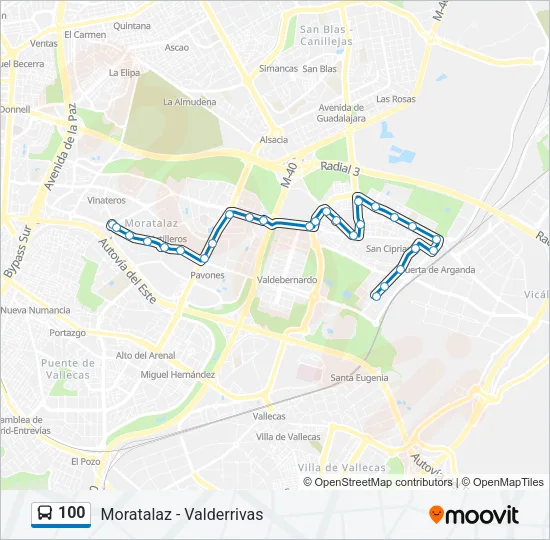 100 Bus Line Map