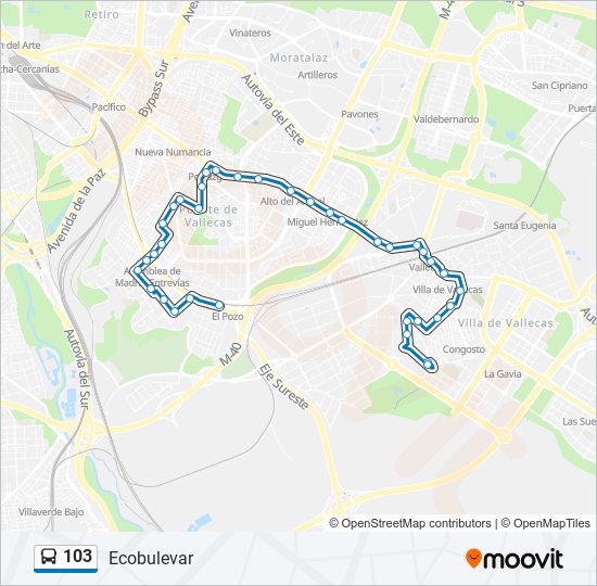 103 bus Mapa de línia